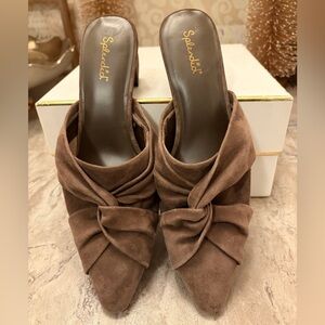 Splendid Knotted Suede Tan Mules